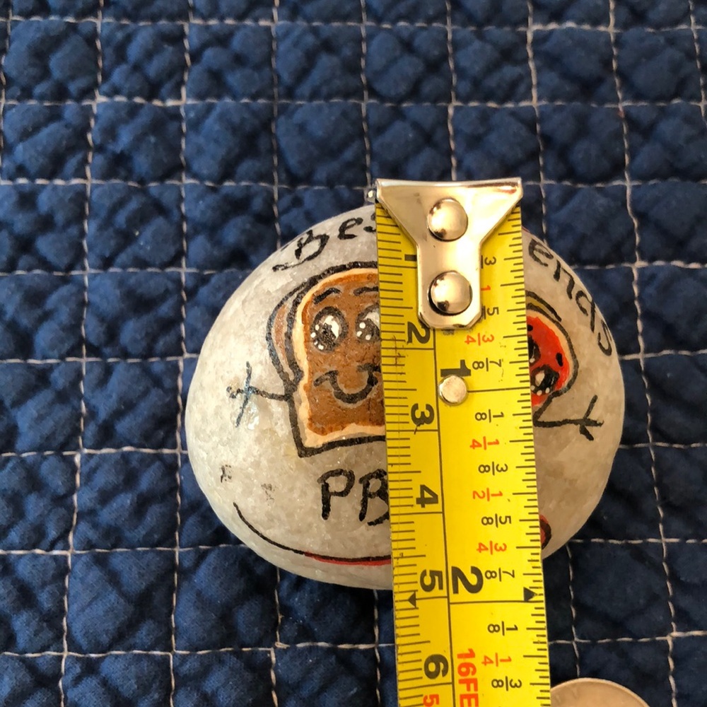 HAND PAINTED HAND CRAFTED BEST FRIENDS PB & J ROCK - Picture 6 of 7